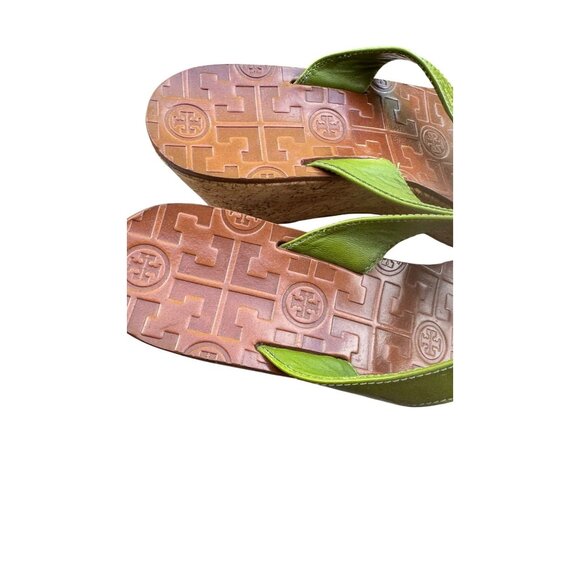 Tory Burch Flipflop Wedges Sandals Heels Green Women’s Size 8.5 - Picture 6 of 12